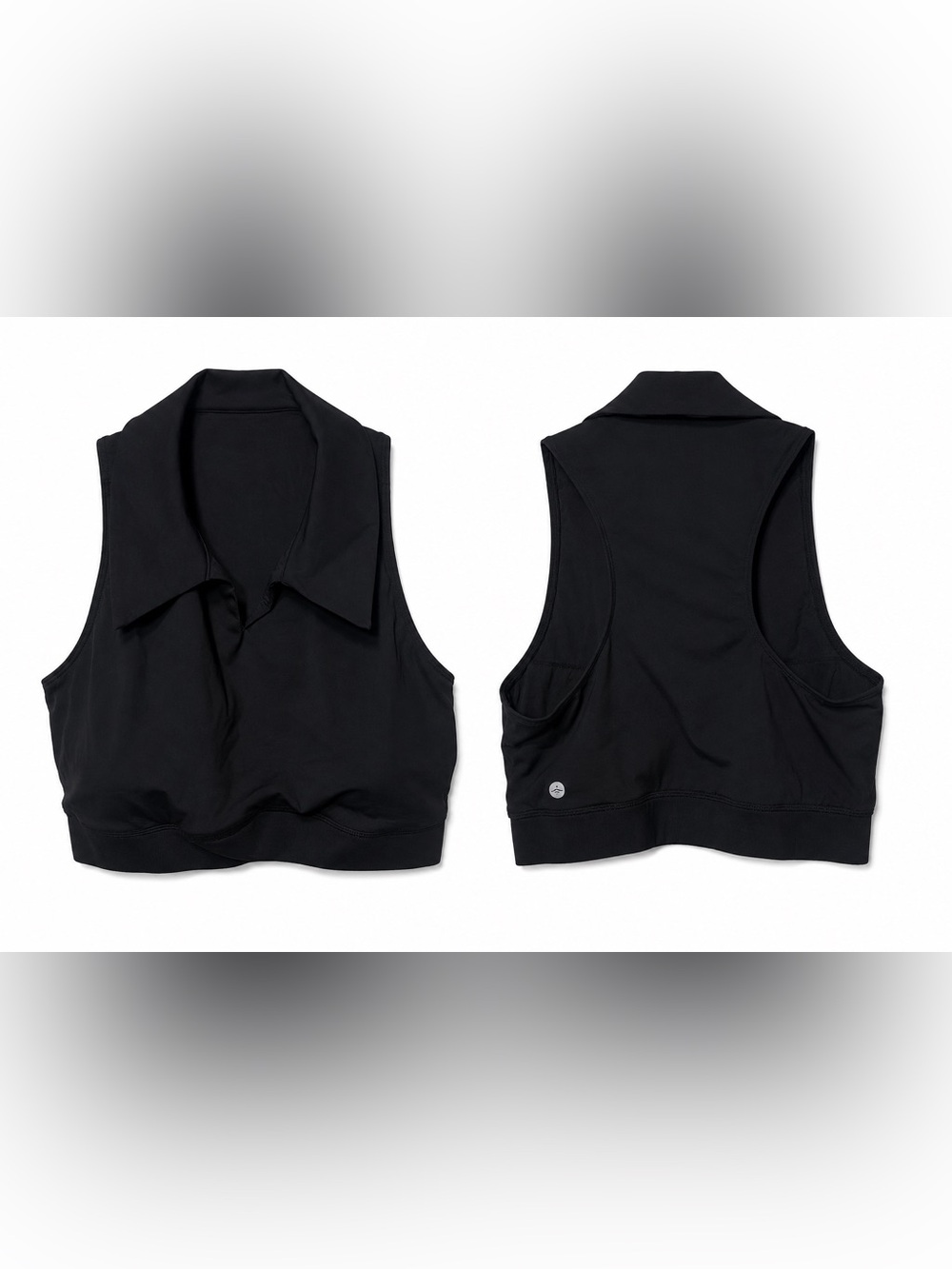 HALARA Black Sleeveless Collared Crop Top